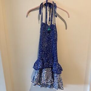 Poupette St Barth Halter Smocked Ruffle Mini Dress size small